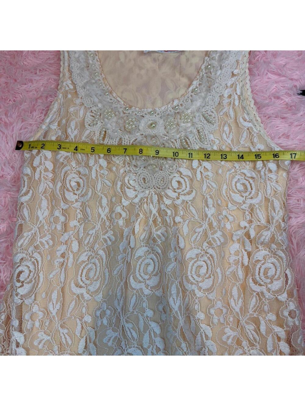 Adornit Cream Lace Dress With Beaded Details And Floral Embroidery View 3